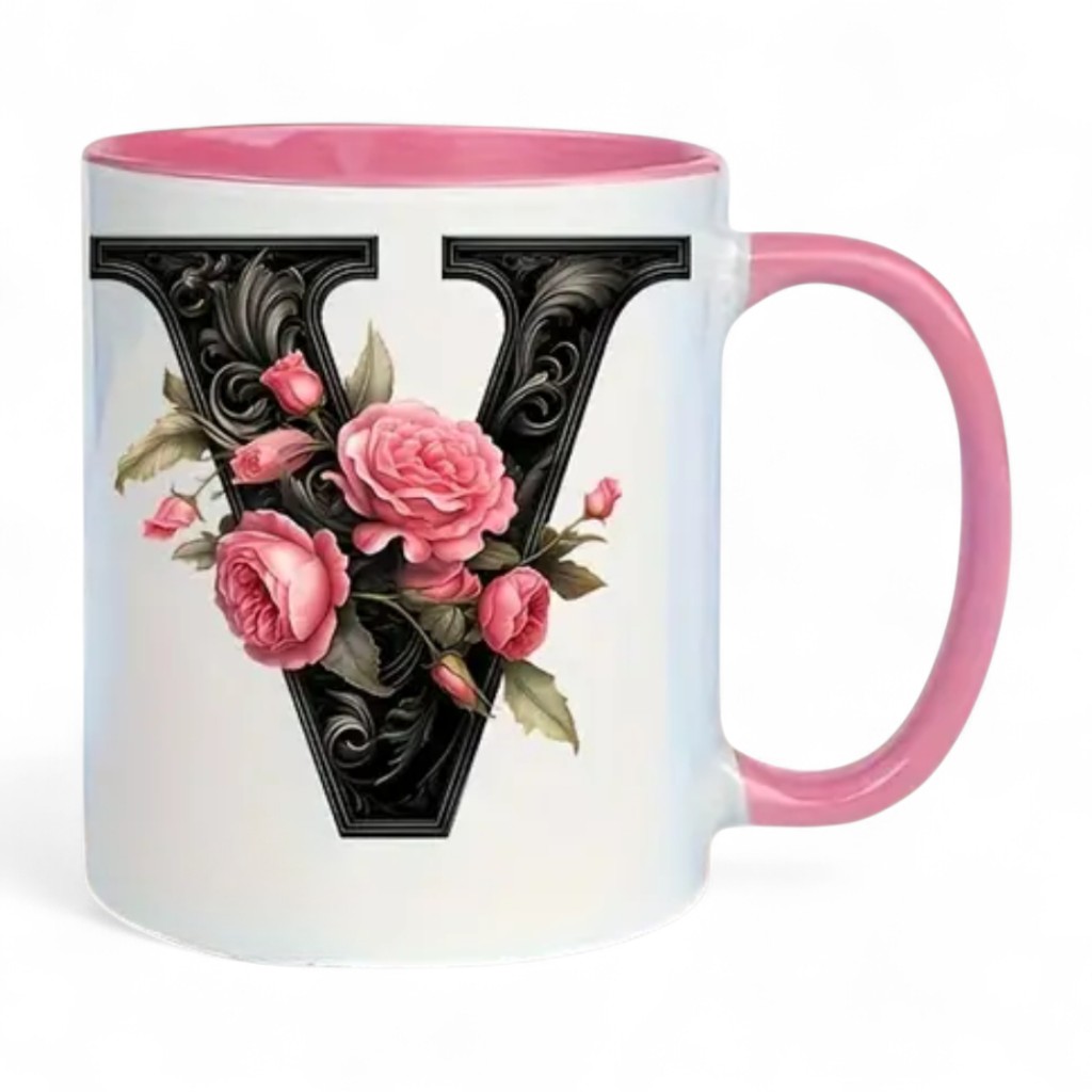 Alphabet Printed Ceramic MugFloral Alphabet Letter Printed Ceramic Coffee Mug - Image 22
