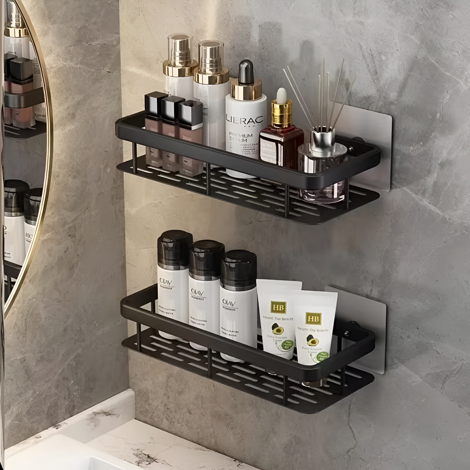 Capacity, No Drilling Required for Installation, Soap Holder, Floating Shelves for Bathroom And KitchenNo Drill Wall Shelf For Bathroom And Kitchen Storage - Image 3