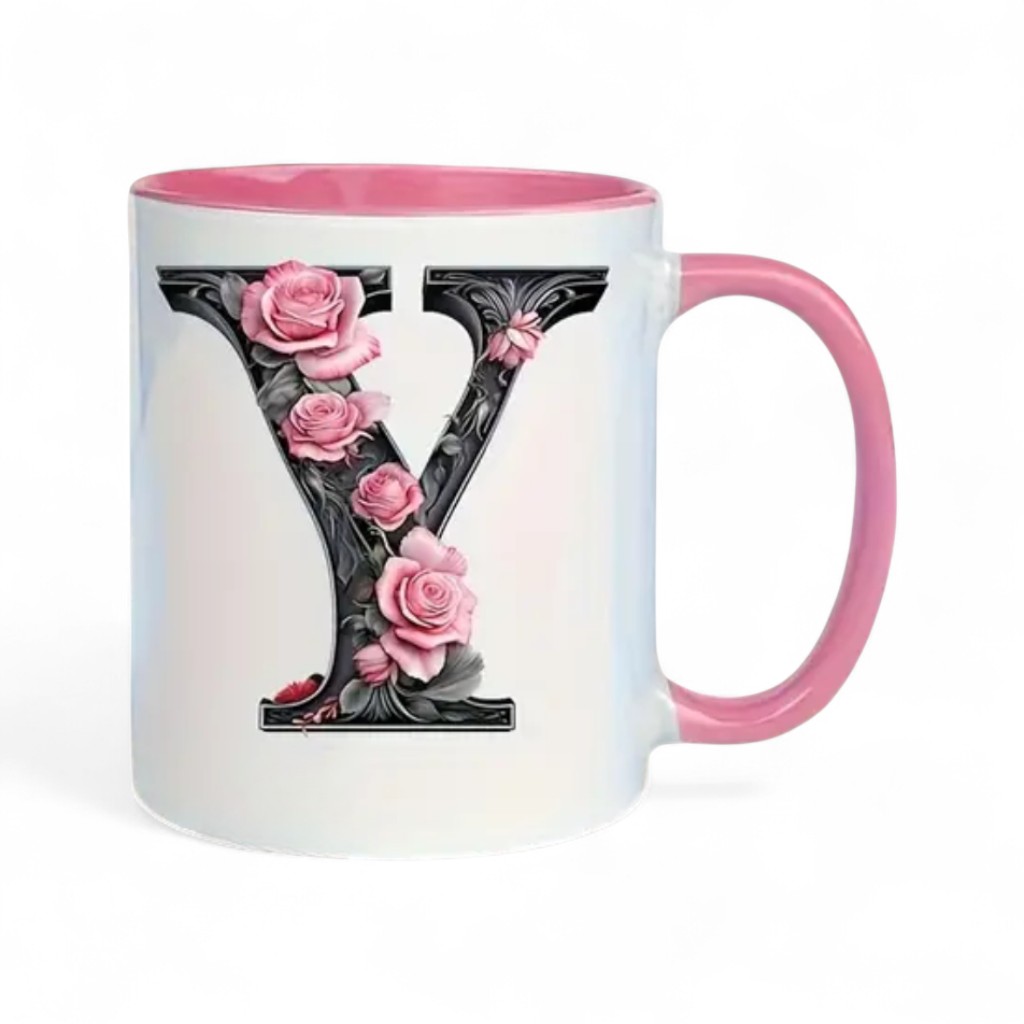 Alphabet Printed Ceramic MugFloral Alphabet Letter Printed Ceramic Coffee Mug - Image 25