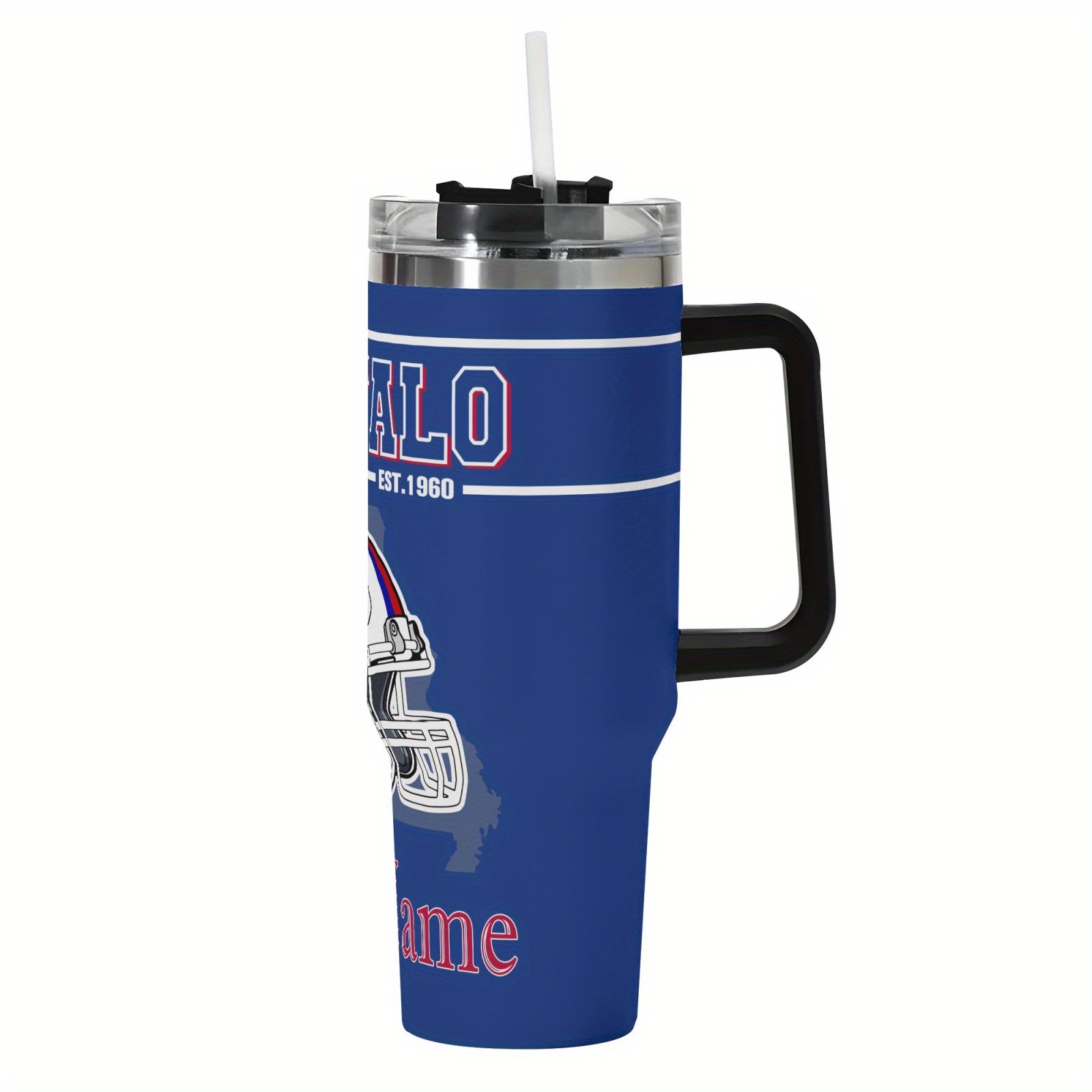 Football 40oz Stainless Steel Vacuum Insulated TumblerBuffalo Bills Themed Travel Mug - Image 2