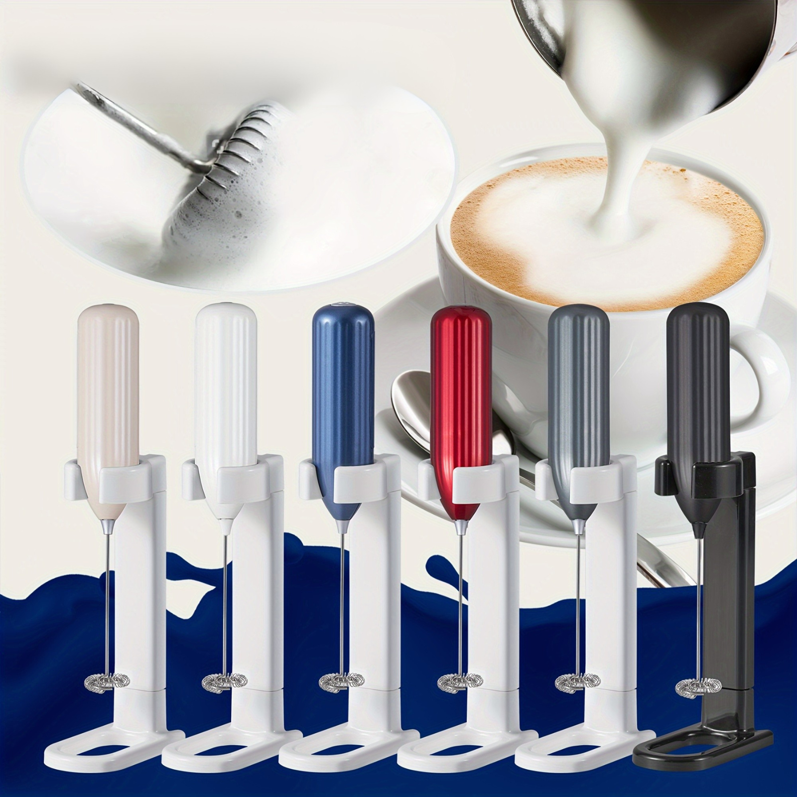 Electric Milk Frother, Milk Foam Maker, Requires Batteries (Not Included) Stainless Steel Beverage Mixer, Portable Electric Whisk for Coffee, Latte, Cappuccino, Chocolate, Matcha Foam Creator, Mini Coffee Blender, Handheld Mixer