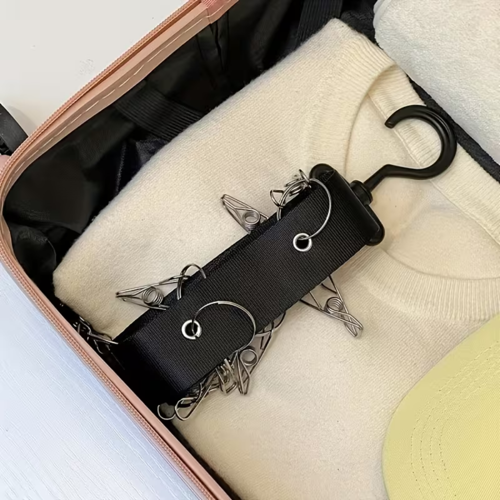 Stainless Steel Hat Rack with 8 Clips(pack of 2) - Holds 16 Baseball Caps, Summer Hat and Clothing Storage, Summer Decoration