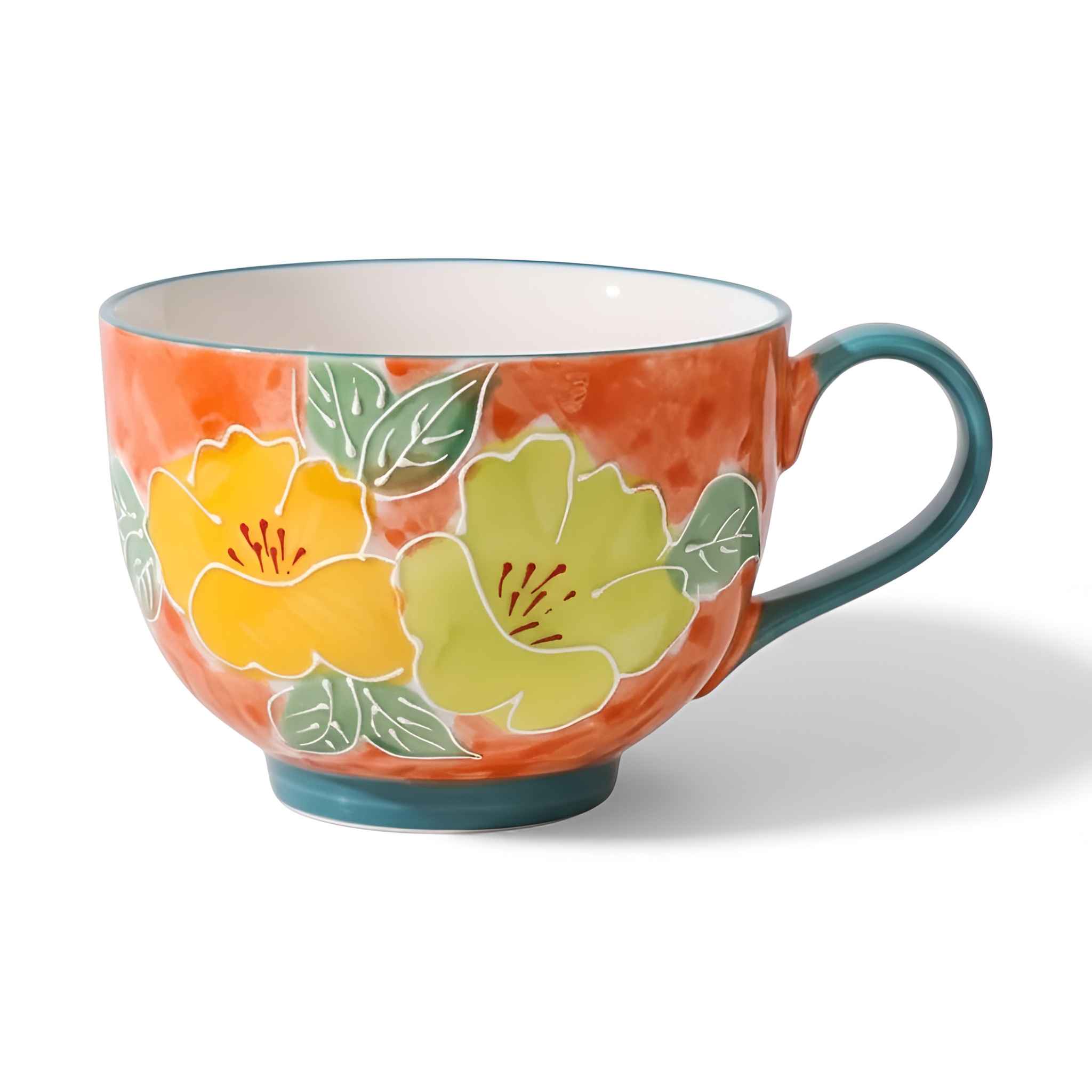 Decorative Ceramic Coffee Cup With Floral Patterns For Home And GiftingDecorative Ceramic Coffee Cup With Floral Patterns For Home And Gifting - Image 2