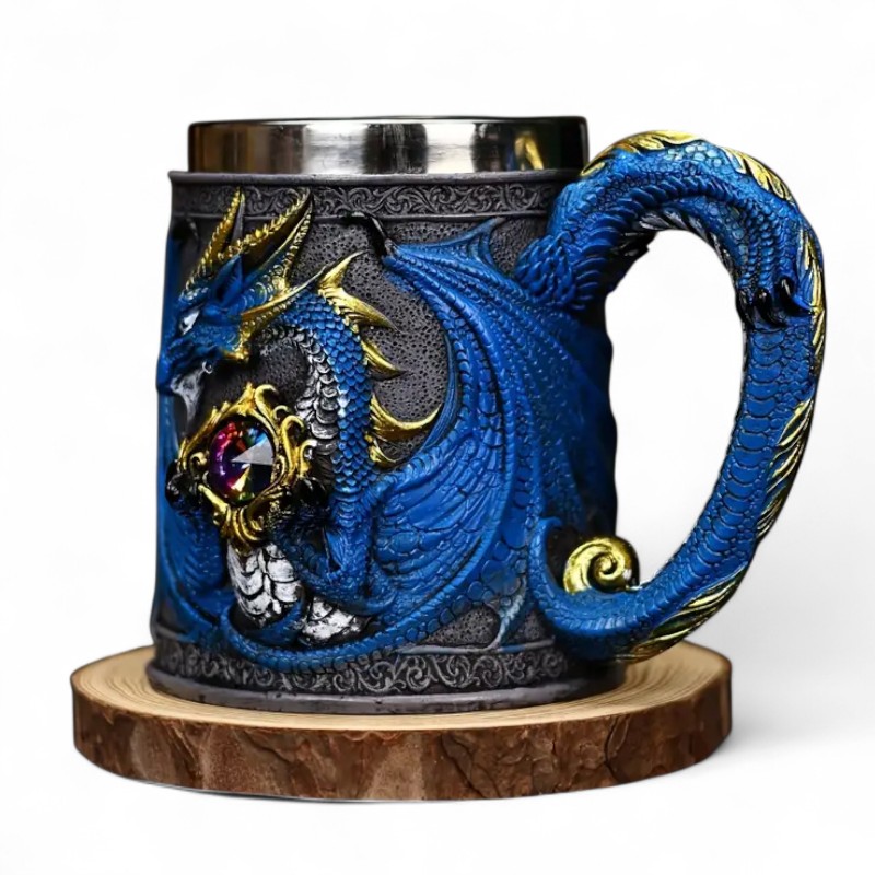 Stainless Steel Dragon Mug With 3D Winged Design For Drinks