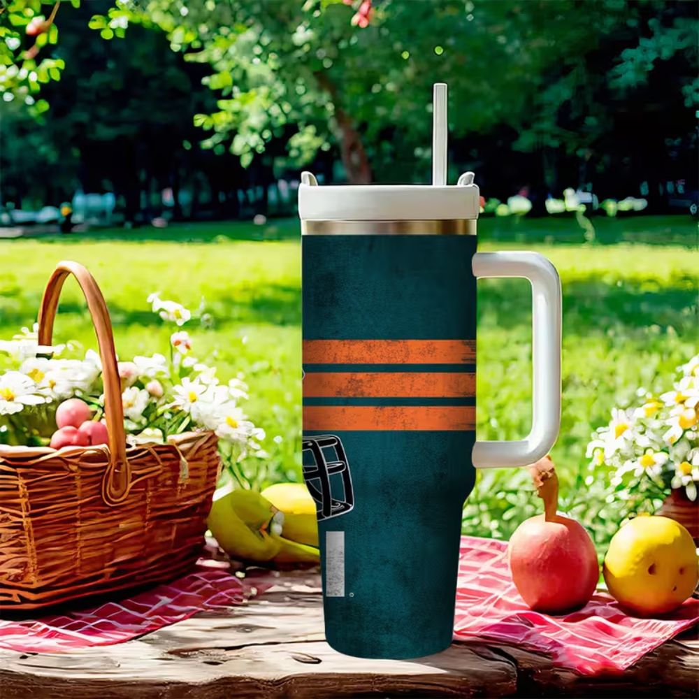 Durable, Miami Football 40oz Stainless Steel TumblerMiami Dolphins Football Team Themed 40oz Travel Tumbler For Travel - Image 2