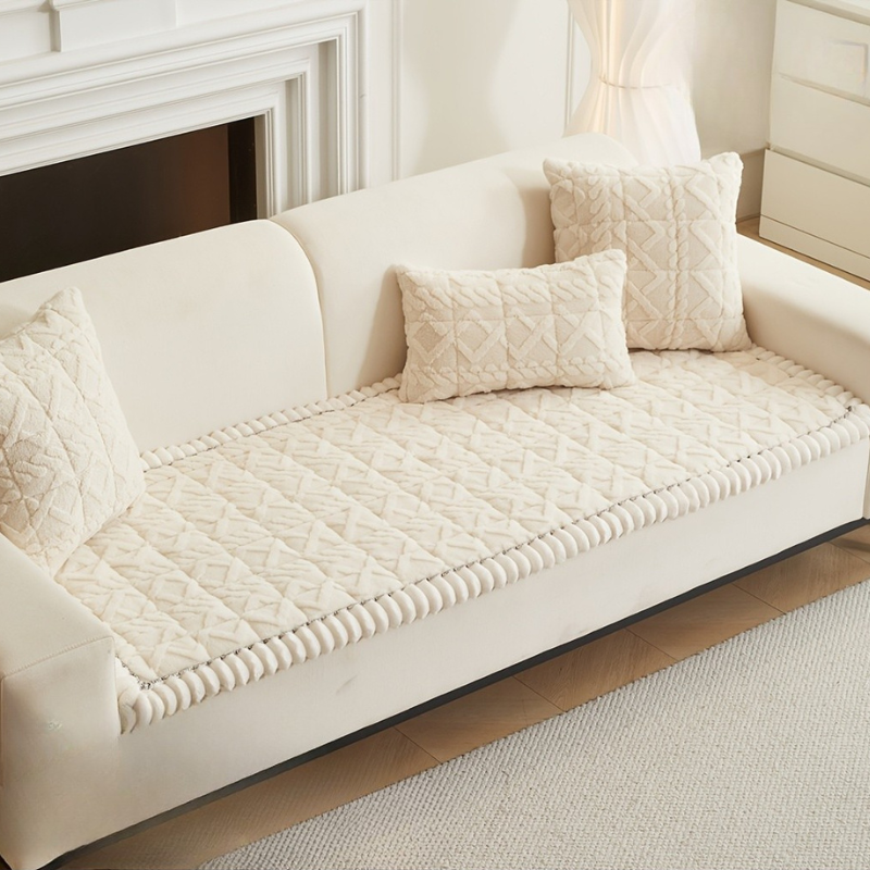 1pc Thickened Polyester Soft Quilted Sofa CushionThick Quilted Sofa Cushion Cover For Comfortable Seating - Image 2