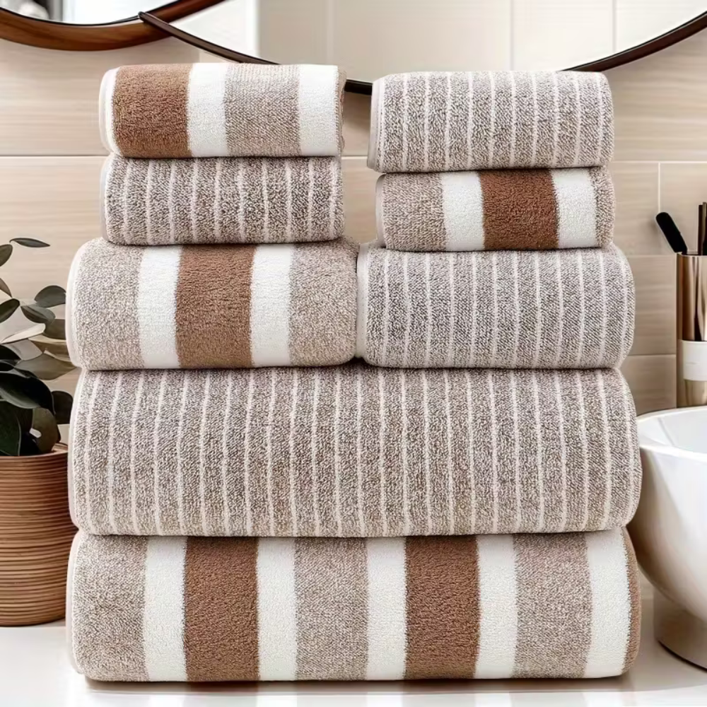 Striped 8 Piece Absorbent Towel Set