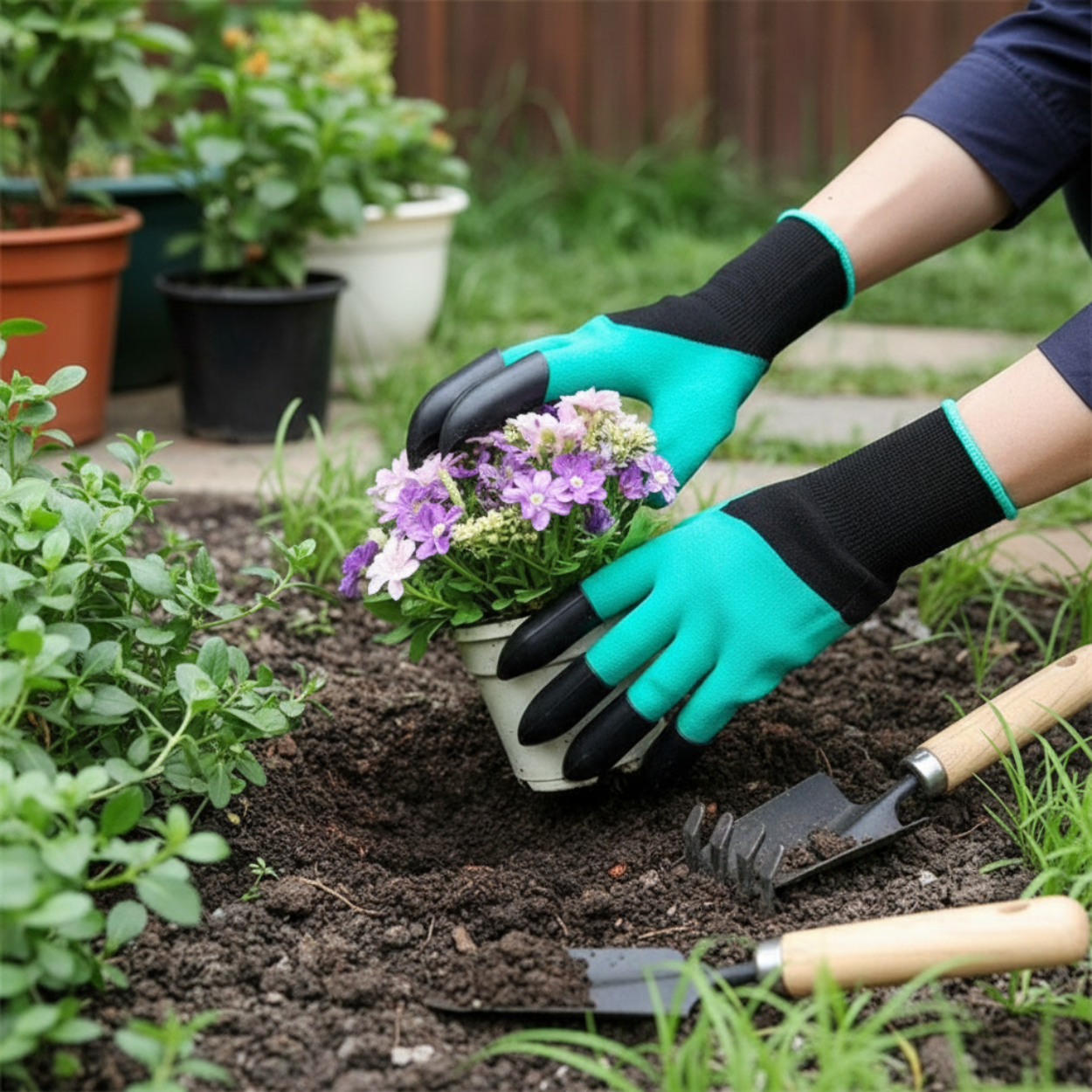 Garden Work Gloves With Claws For Digging Planting And Weeding
