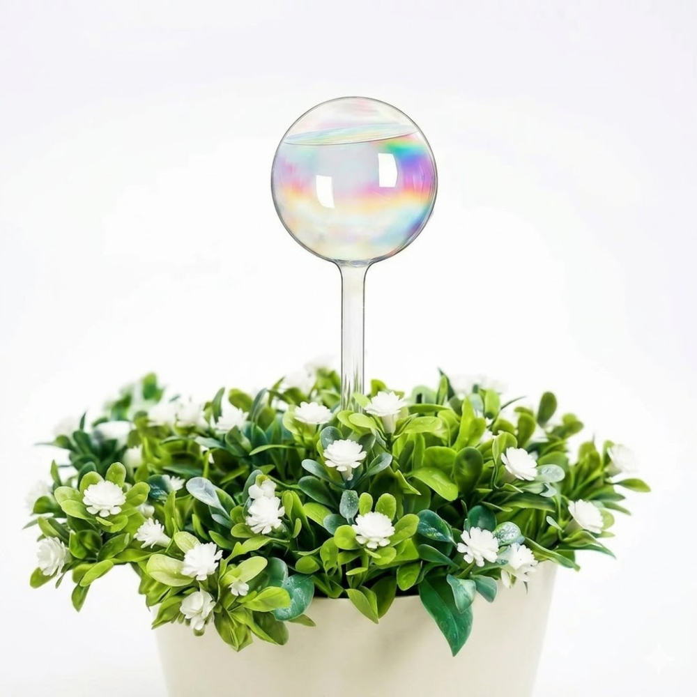 Rainbow Glass Self Watering Device Laser Round Watering Globe For Indoor Outdoor Plants