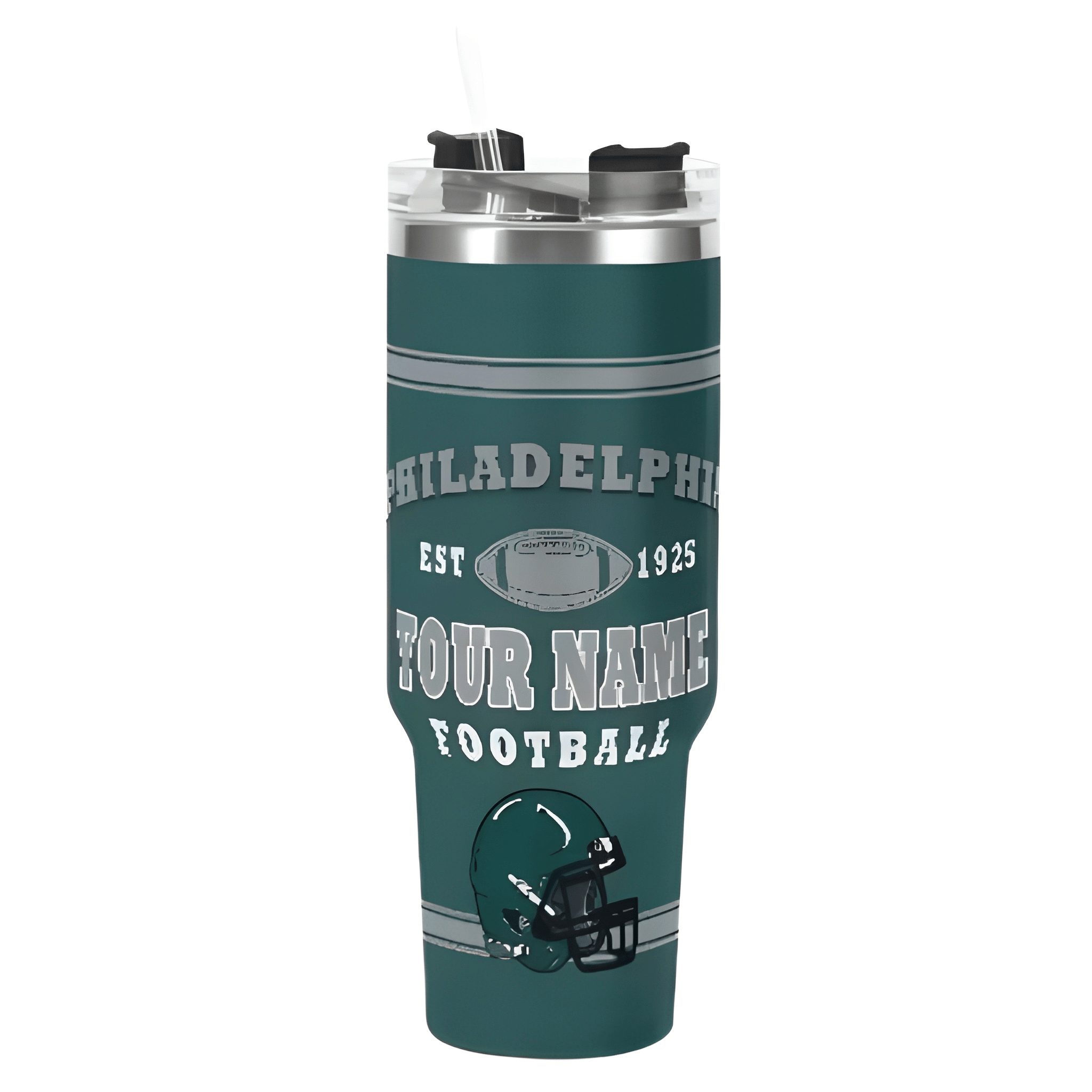 Personalized Philadelphia 40oz Stainless Steel Insulated BottlePersonalized 40oz Philadelphia Eagles Football Travel Tumbler - Image 2