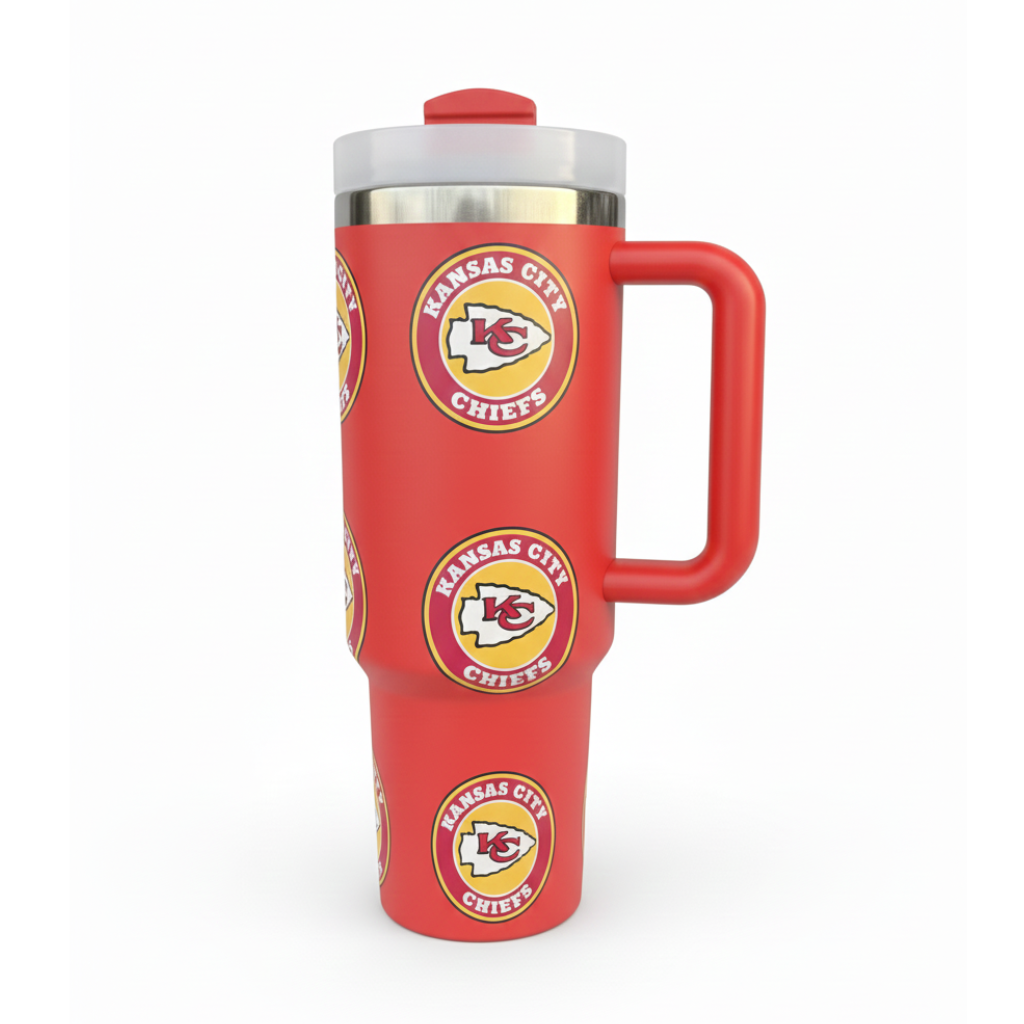Kansas City Chiefs Themed Travel Tumbler With Lid