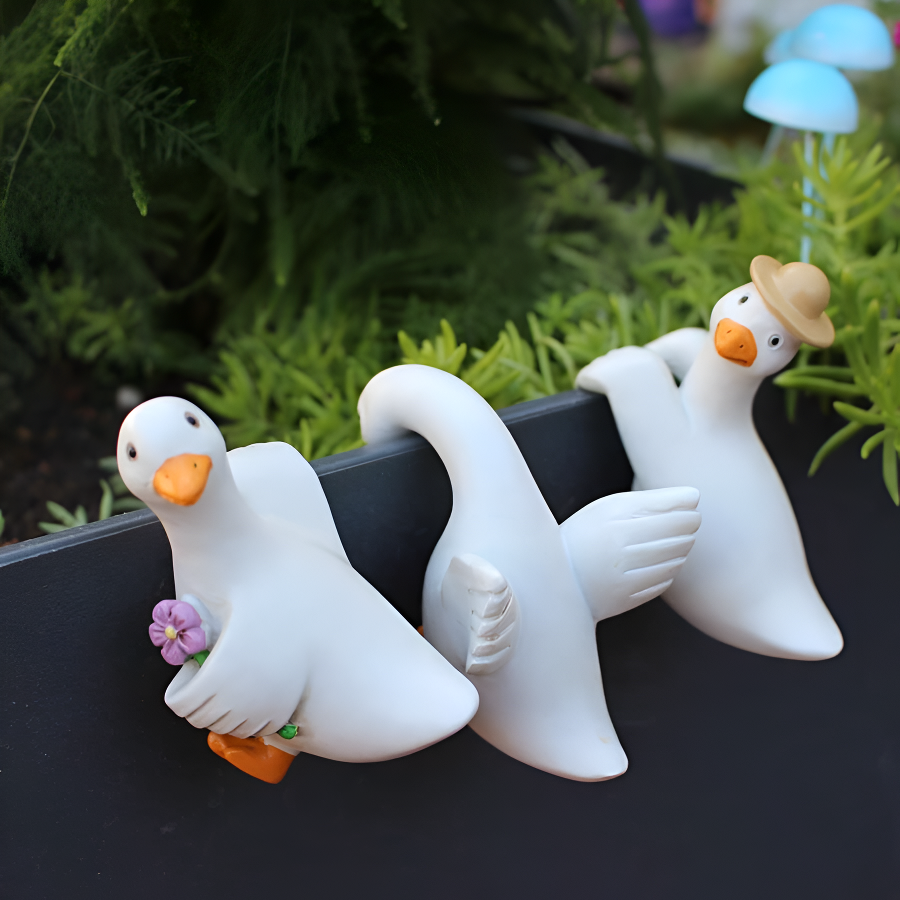Cute Climbing Duck Flower Pot Pendant 3 Pieces Set