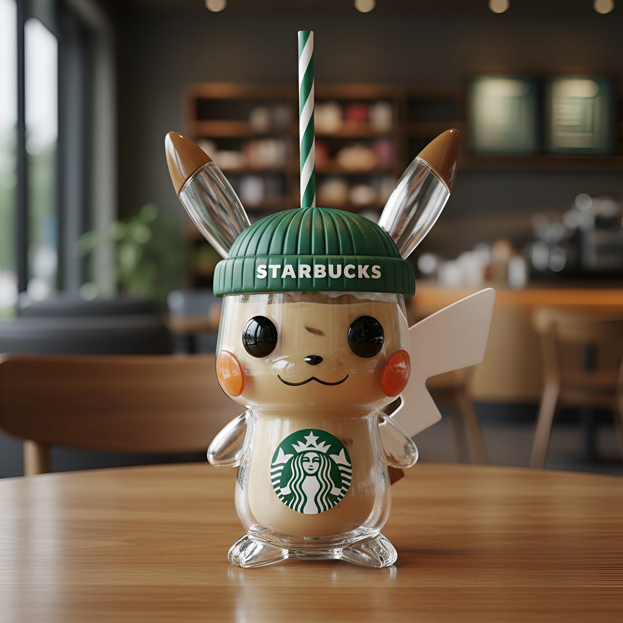 Transparent Cartoon Character Cup With Straw 