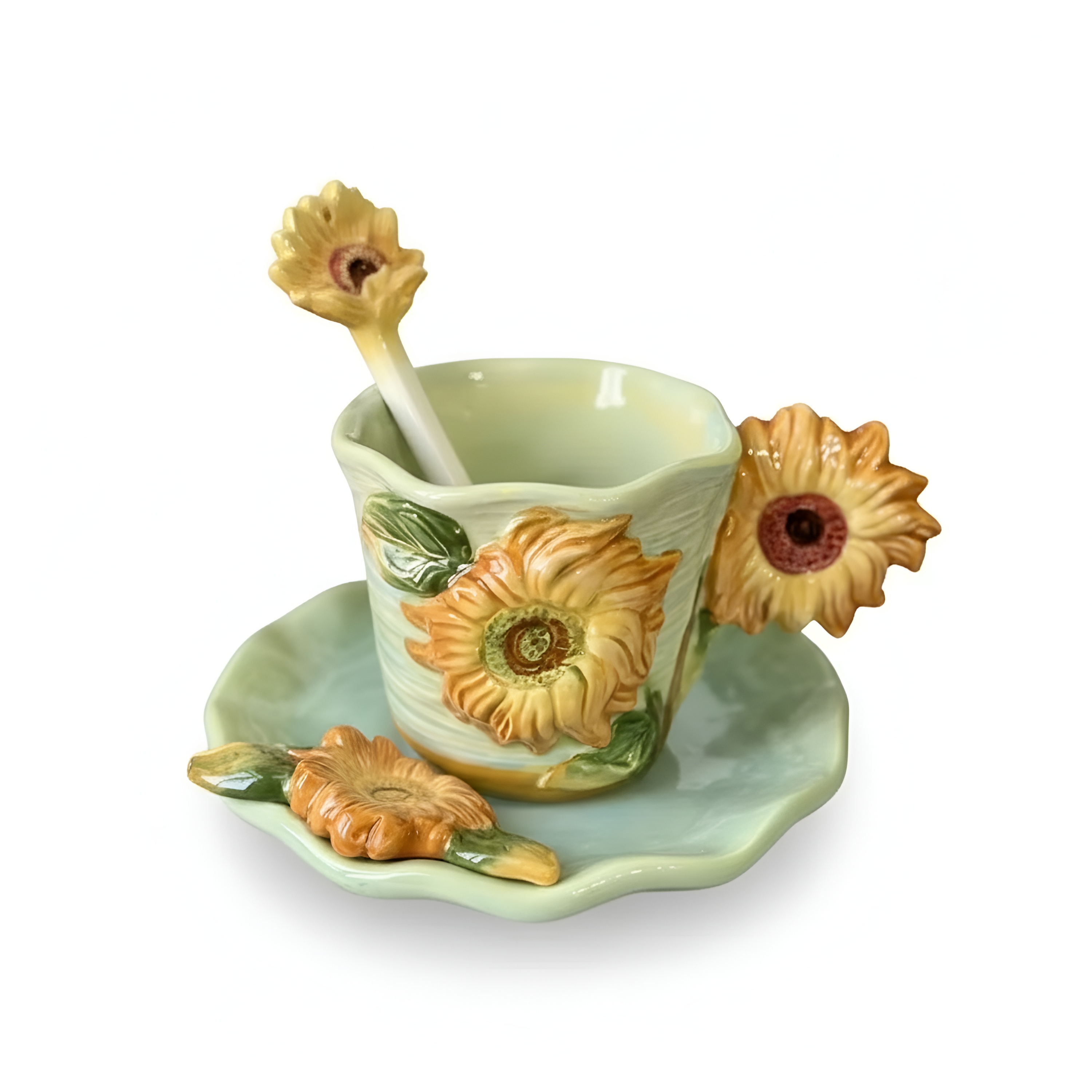 3D Painted Starry Art Ceramic Coffee Cup With Saucer Set