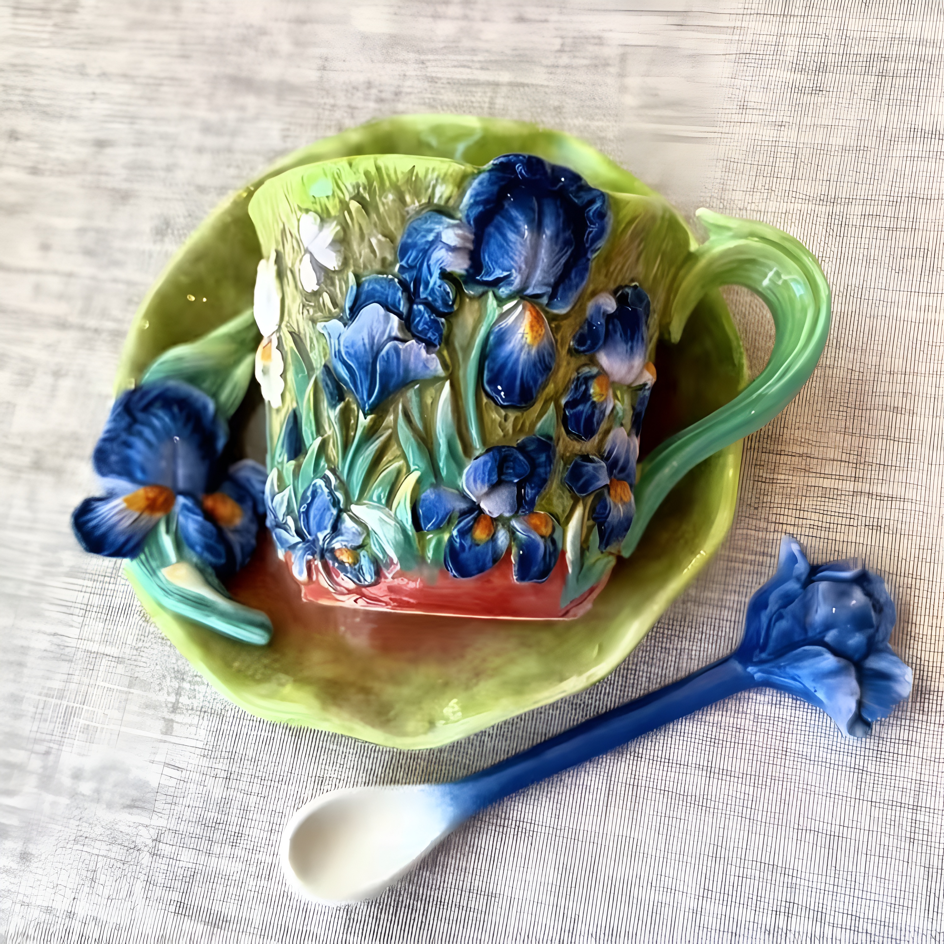3D Painted Starry Art Ceramic Coffee Cup With Saucer Set