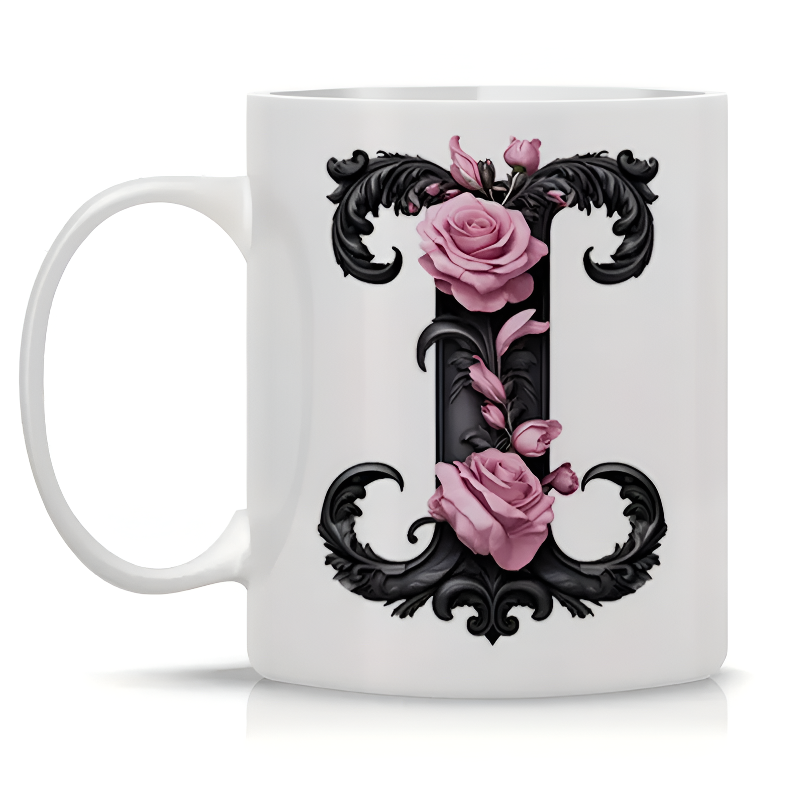 Floral Alphabet Printed Ceramic Coffee Mug