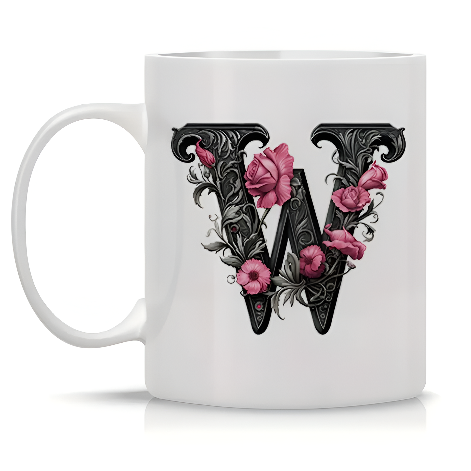 Floral Alphabet Printed Ceramic Coffee Mug