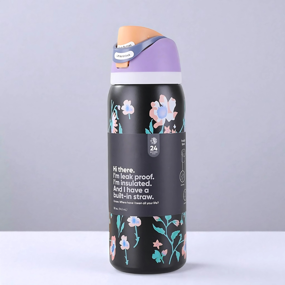 32oz Insulated Stainless Steel Water Bottle With Straw