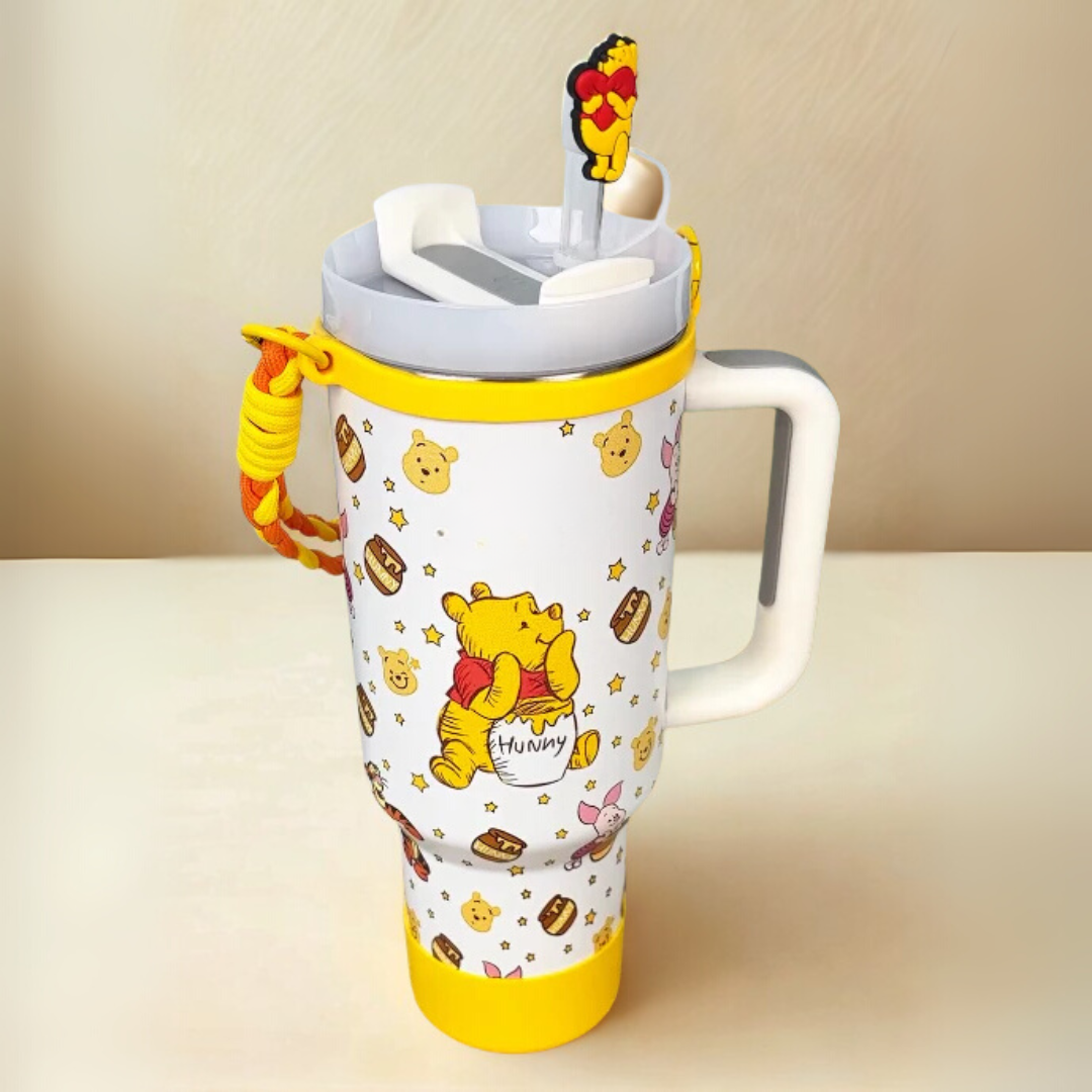 40oz Stainless Steel Tumbler with Straw Design Insulated Travel Mug with Lid