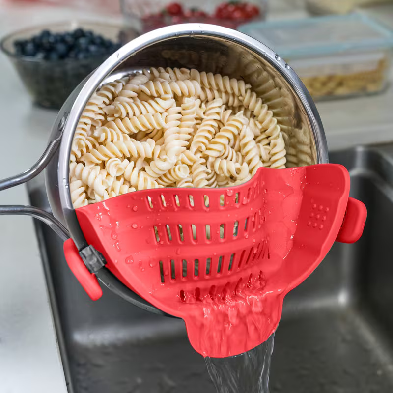 Clip On Pot Strainer For Pasta Vegetables Kitchen Colander Tool