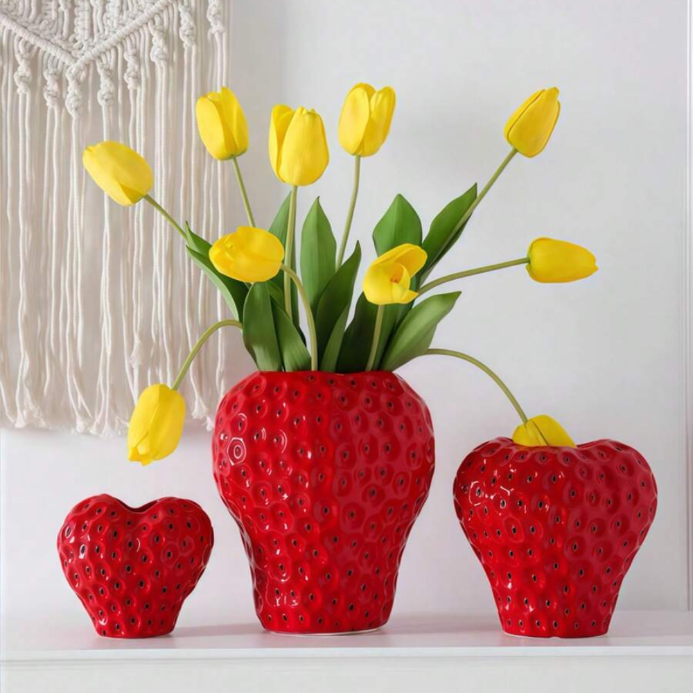 Realistic Handmade Strawberry Resin Planter For Indoor Outdoor Decor Gift