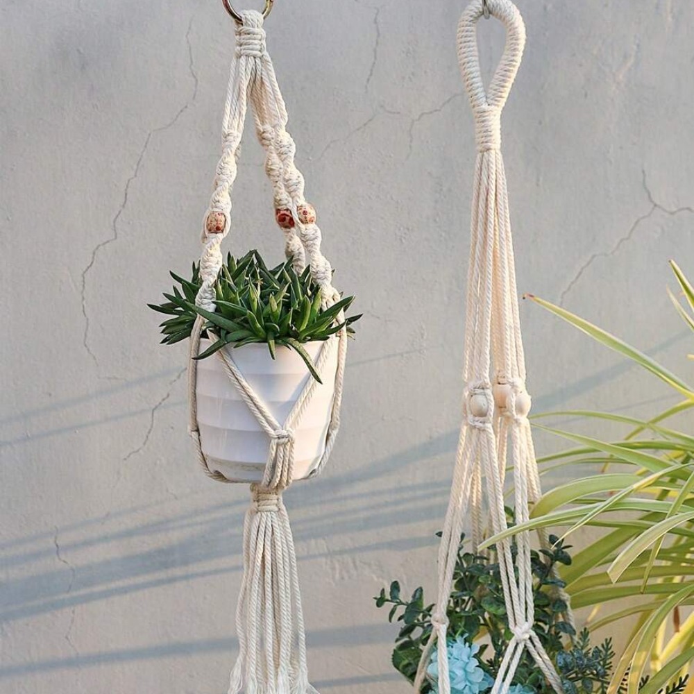 4 Pieces Plant Hangers With Beads And Tassels For Home Decor