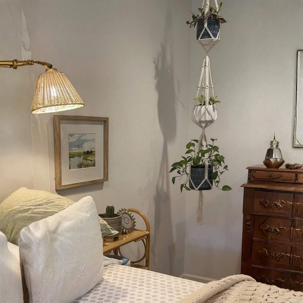 3 Layer Tassel Jute Rope Plant Hanger With Hook For Indoor And Outdoor Decor