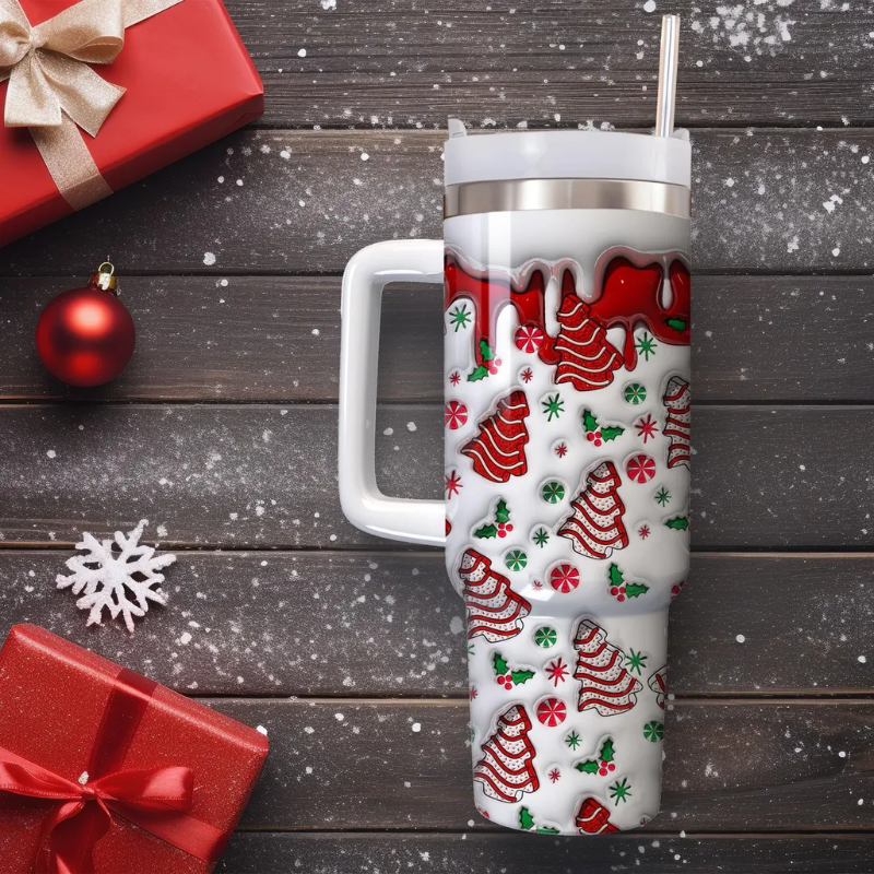 Christmas Tree Printed 40oz Insulated TumblerChristmas Tree Printed 40oz Insulated Tumbler - Image 4