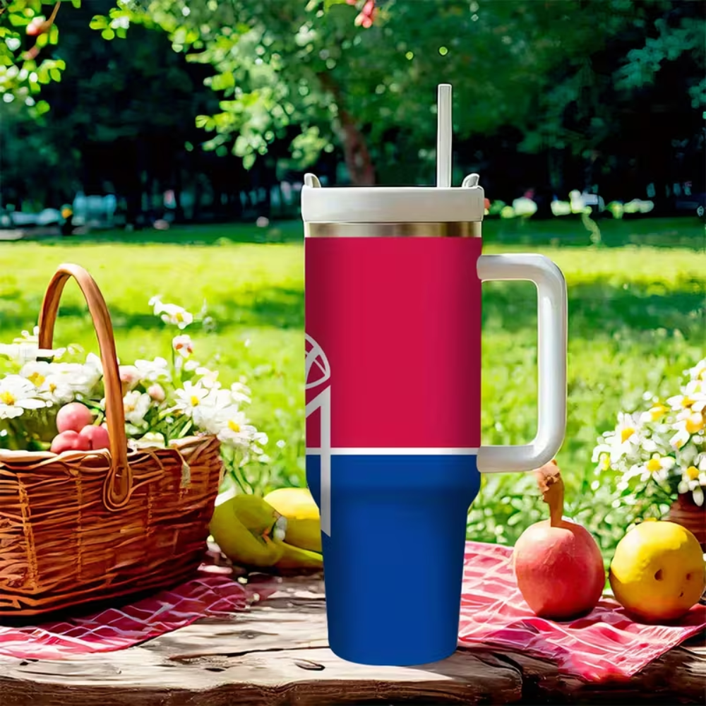 Buffalo Sports 40oz Stainless Steel Tumbler with Spill-Proof Lid & Reusable Straw