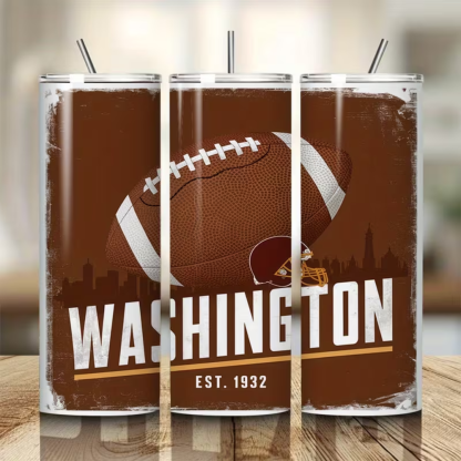 Washington Commanders Football Team Themed 20oz Stainless Steel Tumbler