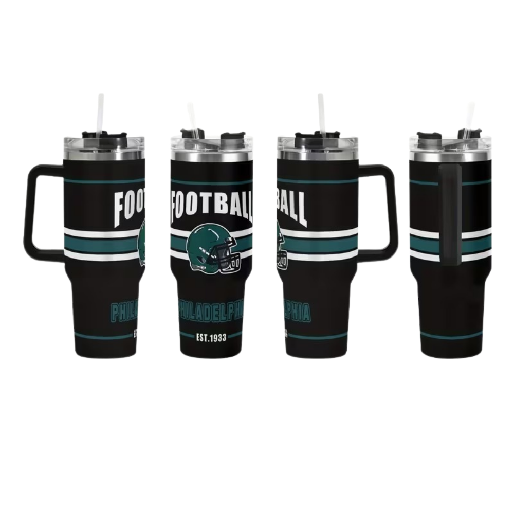 40oz Philadelphia Eagles Football Team Themed Stainless Steel Travel Cup