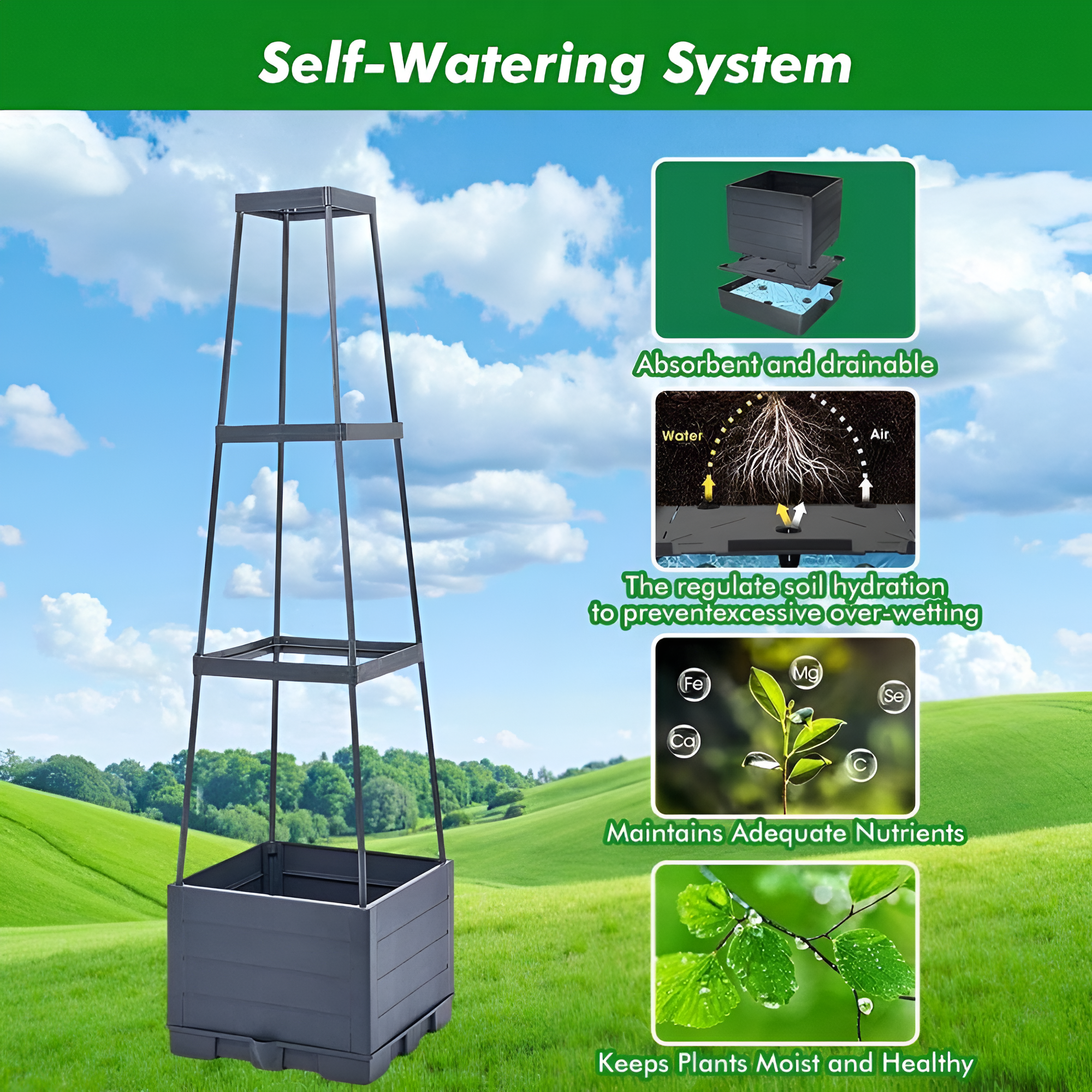 Vertical Garden Planter with Trellis
