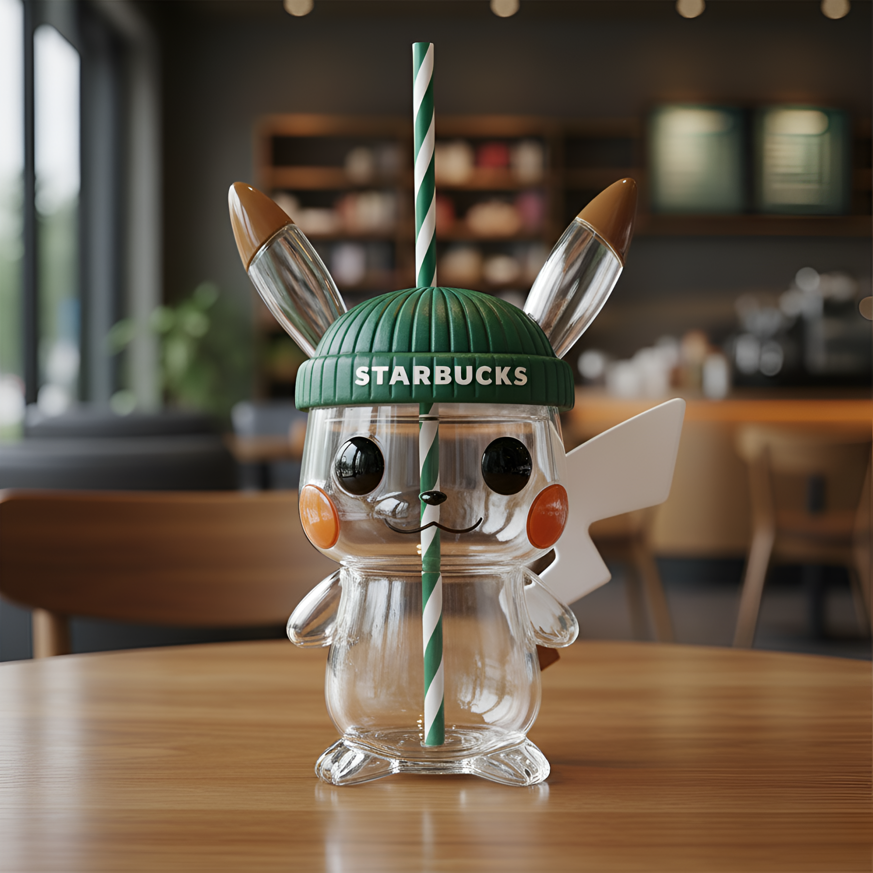 Transparent Cartoon Character Cup With Straw 