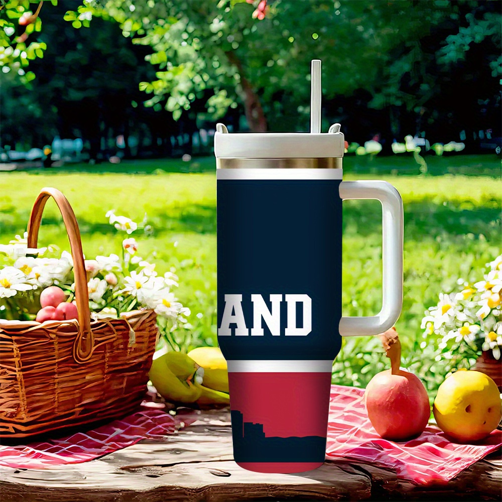 40oz New England Football Stainless Steel TumblerNew England Patriots Football Team Themed 40oz Travel Tumbler With Straw And Lid - Image 3