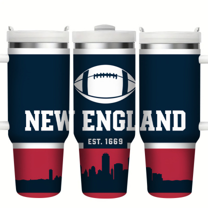 40oz New England Football Stainless Steel Tumbler
