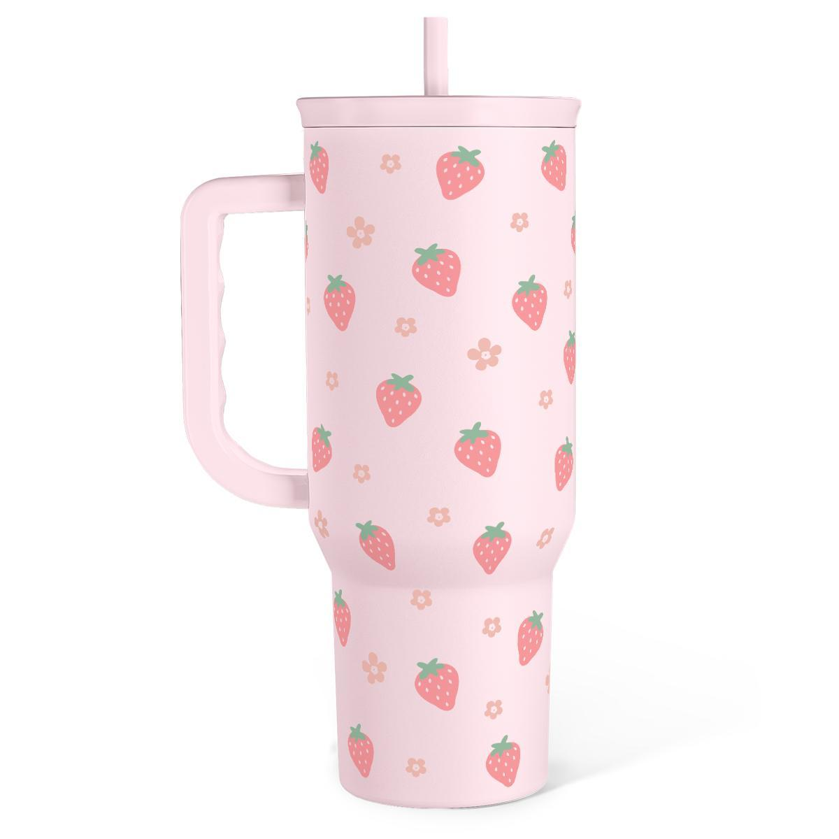 40oz Stainless Steel Insulated Travel Tumbler With Handle Straw40oz Stainless Steel Insulated Travel Tumbler With Handle Straw - Image 4