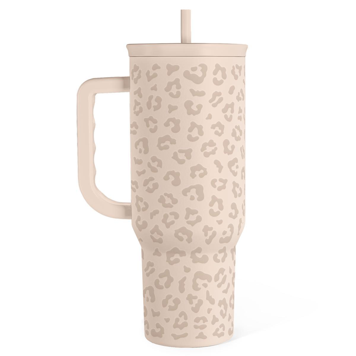 40oz Stainless Steel Insulated Travel Tumbler With Handle Straw