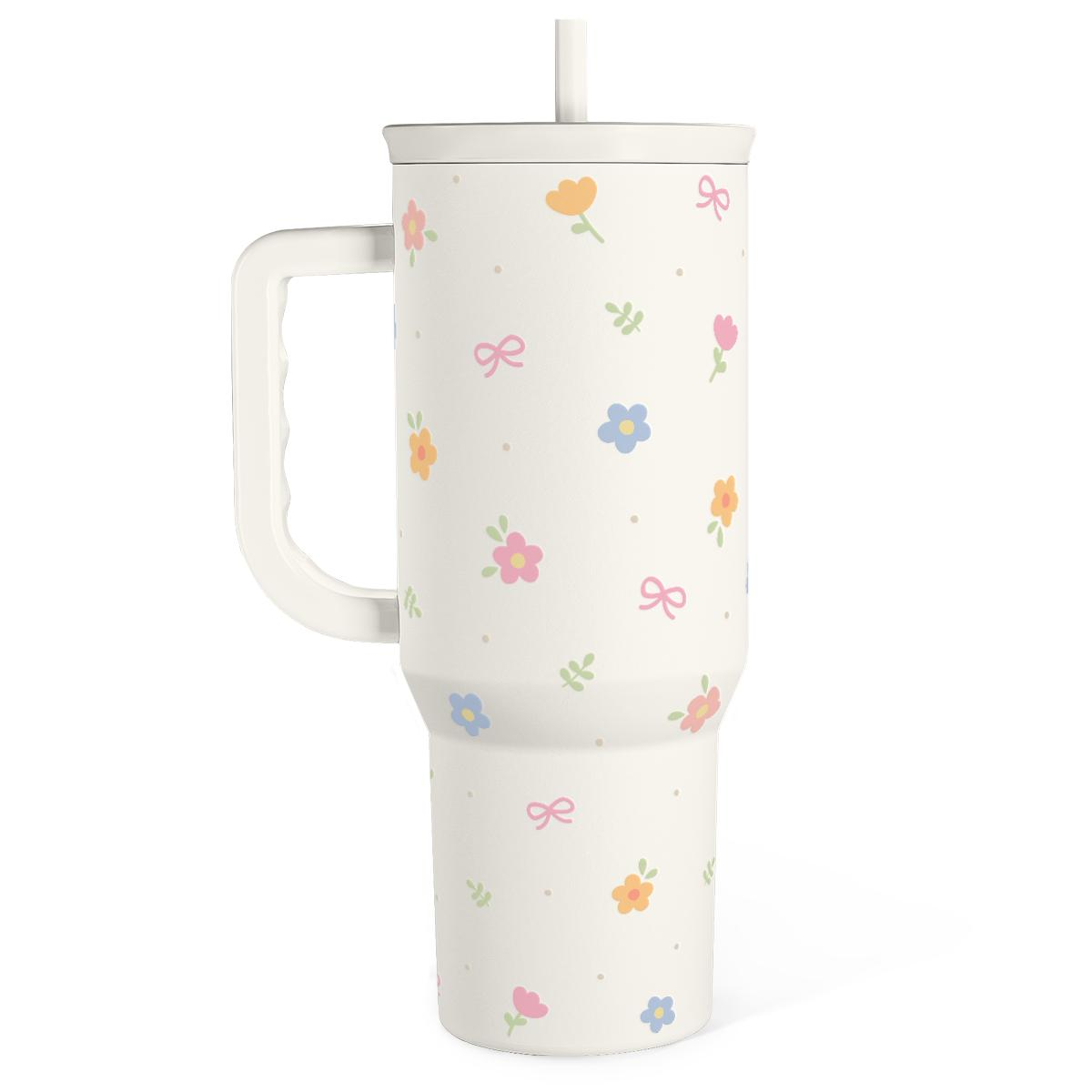 40oz Stainless Steel Insulated Travel Tumbler With Handle Straw40oz Stainless Steel Insulated Travel Tumbler With Handle Straw - Image 2