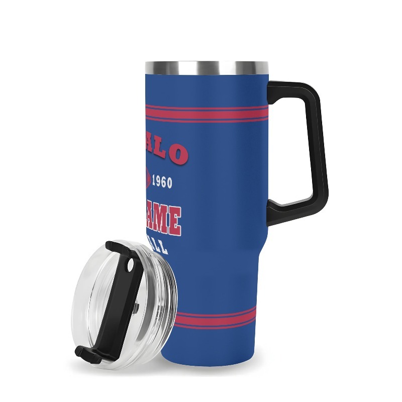 Buffalo NY Football Team Themed 40oz Stainless Steel Vacuum Insulated TumblerPersonalized Buffalo Bills Football Themed Tumbler - Image 2
