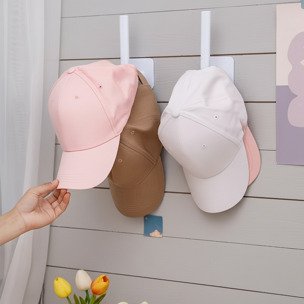 Set of 2 Wall Mounted Hat Hook Rack