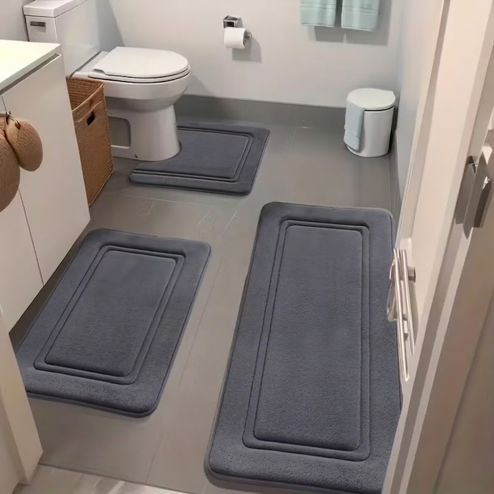 3 Pack Of  Non Slip Bath Mats Pack Of 3 Bathroom Bath Mats Set With Non Slip Absorbent Rugs - Image 3