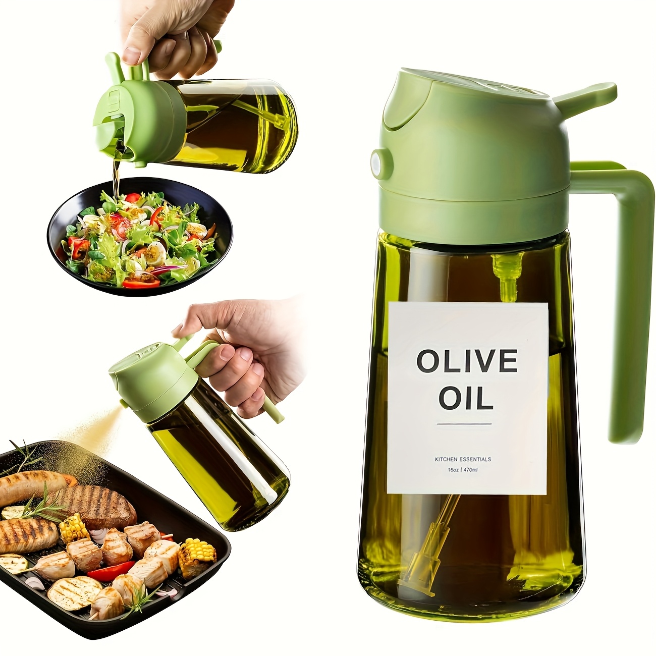Olive Oil Sprayer Bottle With Fine Mist And Stream Spray Control