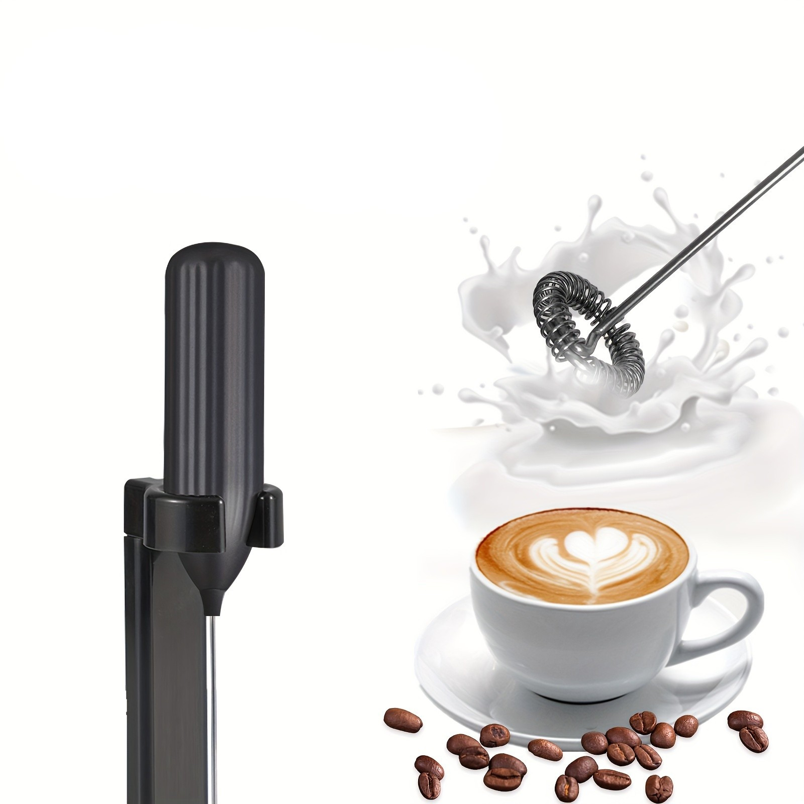Electric Milk Frother, Milk Foam Maker, Requires Batteries (Not Included) Stainless Steel Beverage Mixer, Portable Electric Whisk for Coffee, Latte, Cappuccino, Chocolate, Matcha Foam Creator, Mini Coffee Blender, Handheld MixerStainless Steel Mini Electric Milk Frother Whisk - Image 9