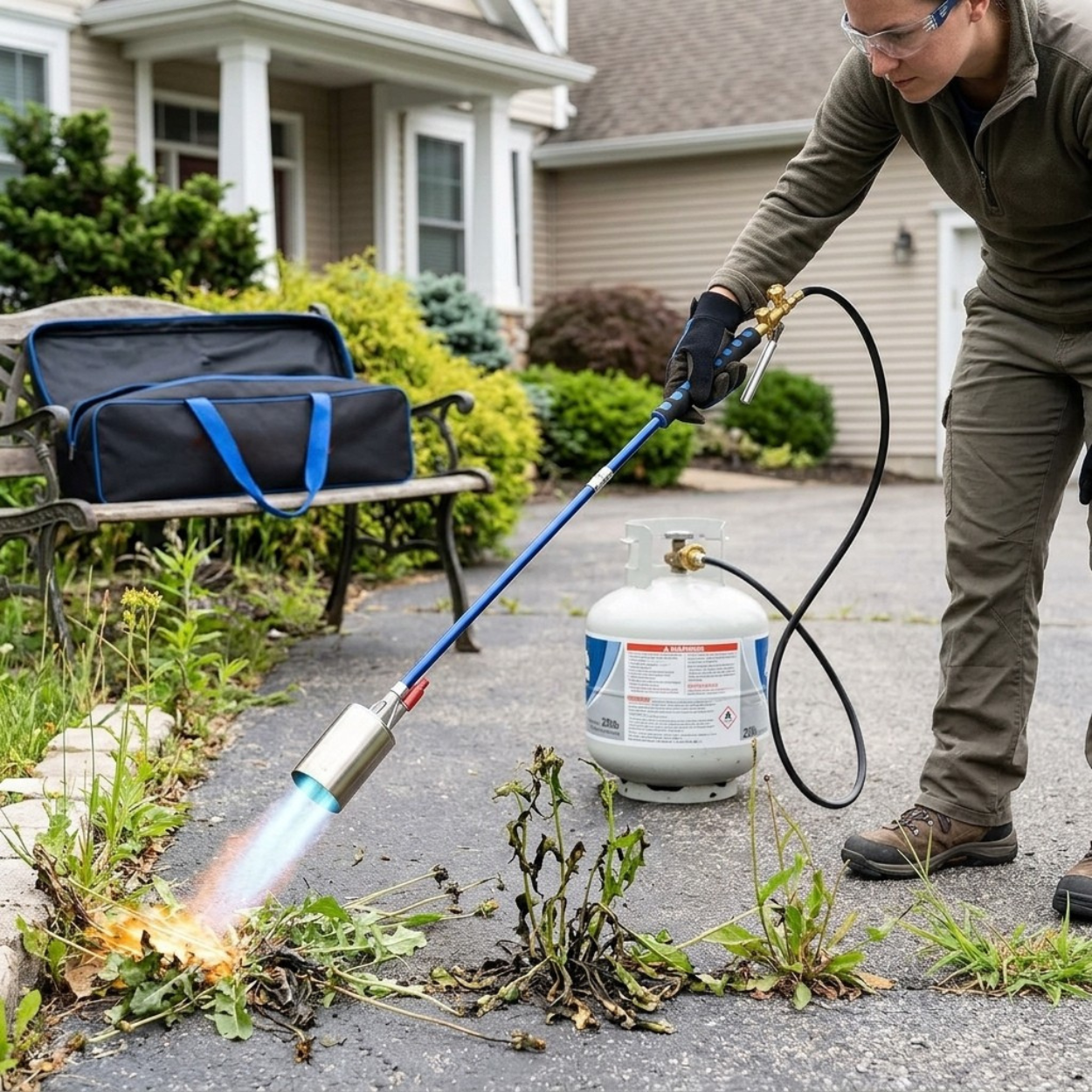 Portable Flame Torch Weed Burner Kit With Hose And Storage Bag