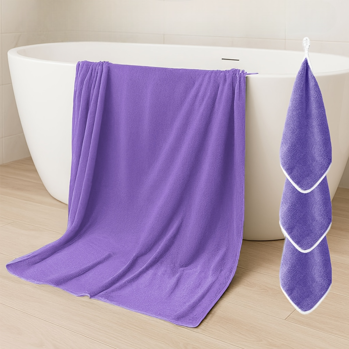 4pcs Towels Set includes 1pc Extra Large Towel and 3pcs Hand Towels MultifunctionsPack Of 4 Towel Set With 1 Extra large Bath Towel And 3 Towels For Bathroom - Image 7