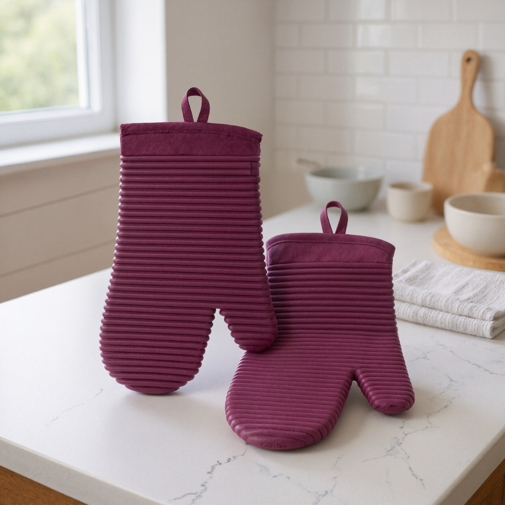 Ribbed Soft Silicone Oven Mitt SetRibbed Soft Silicone Oven Mitt Set - Image 11