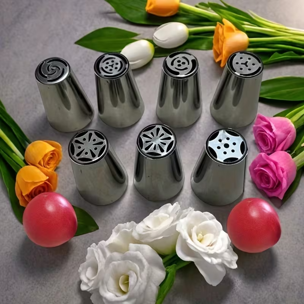 7 Piece Of Stainless Steel Piping Tips Set7 Piece of Stainless Steel Floral Piping Tip Set For Cakes - Image 2
