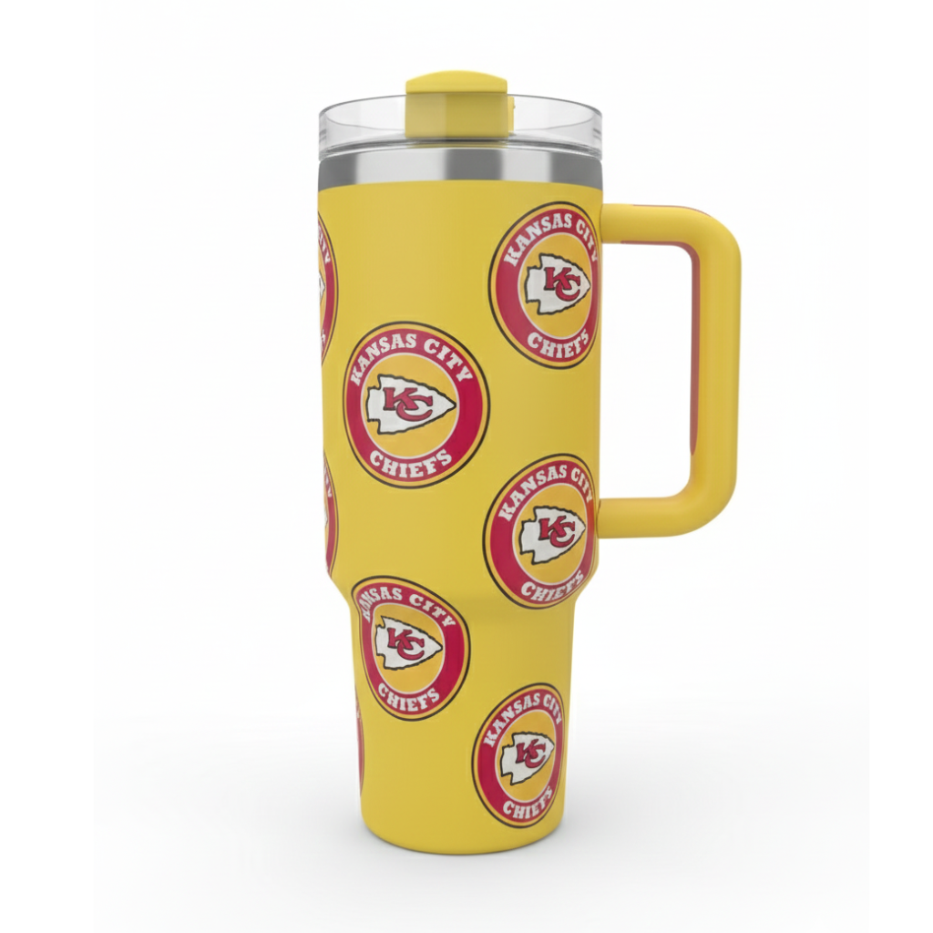 Kansas City Chiefs Themed Travel Tumbler With Lid