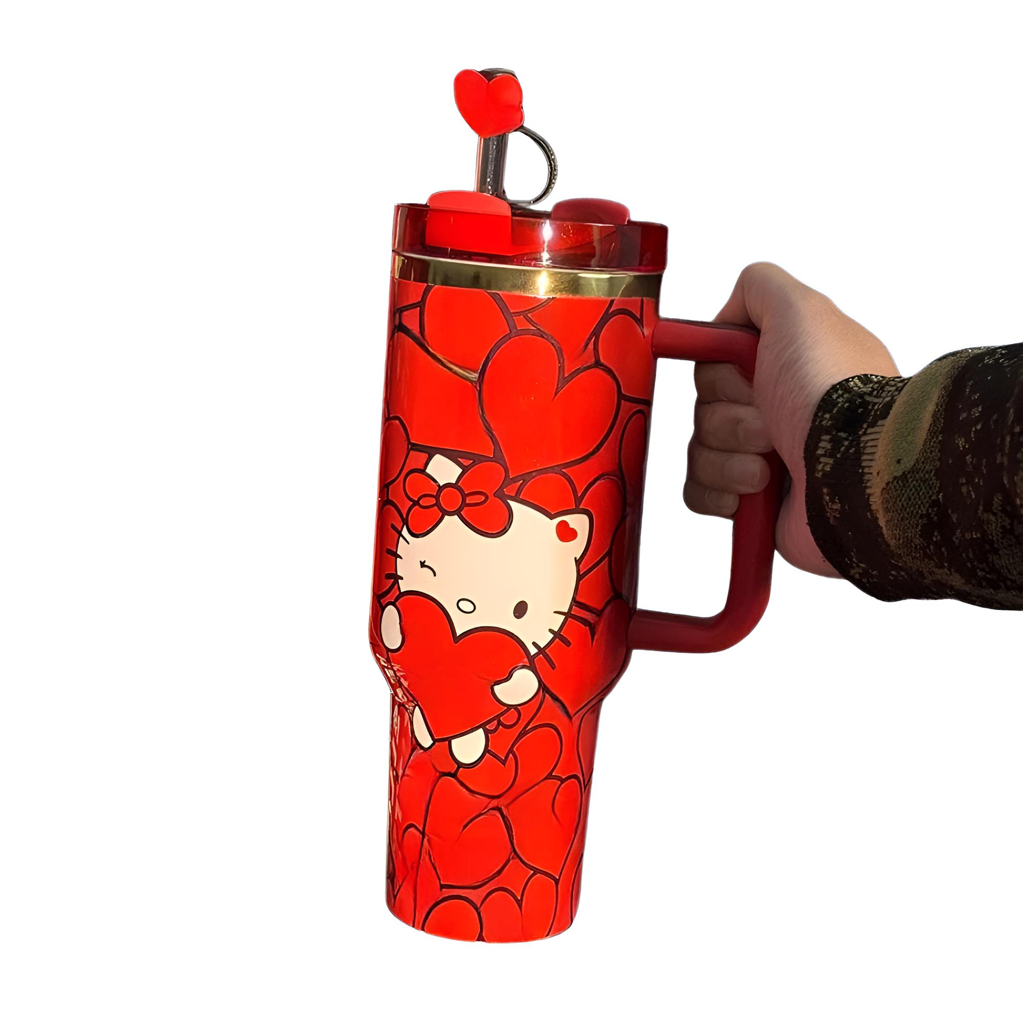 40oz Red Kitty TumblerKitty Themed Printed 40oz Tumbler Set - Image 2