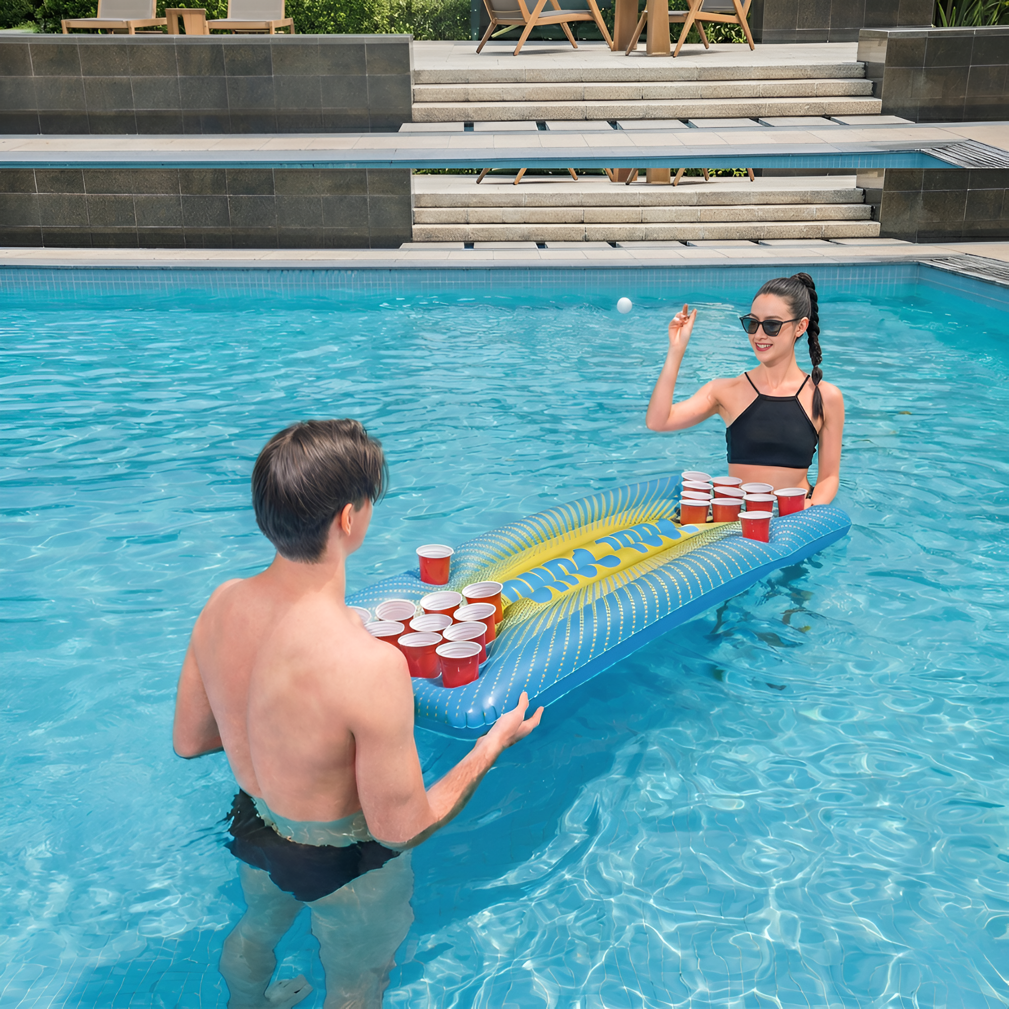 Multicolor Adult Inflatable Pong Pool Game - 71 X 30